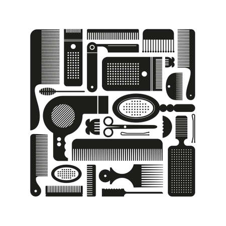 Set of Contours Hairdressing Suppliesのイラスト素材