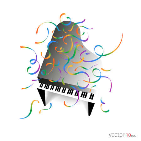 Music poster - Piano with confetti / Music Background.のイラスト素材