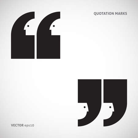 Quote marks with faces silhouettes.のイラスト素材