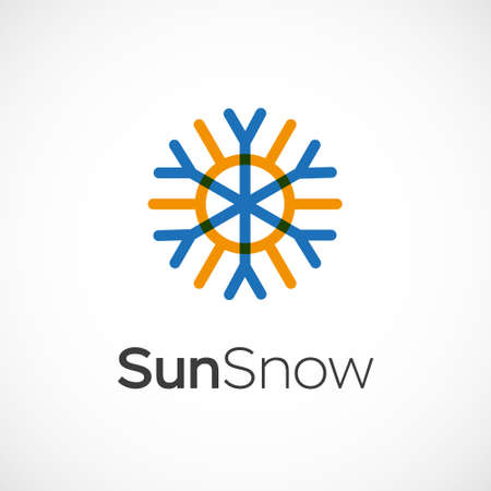 Hot and cold symbol. Sun and snowflake all season concept .のイラスト素材