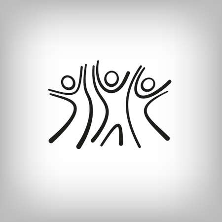 Teamwork, social net, people together icon, company outline isolatedのイラスト素材