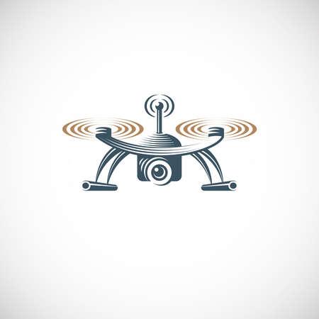Drone quadrocopter logo design template, emblem on white background EPS 10のイラスト素材
