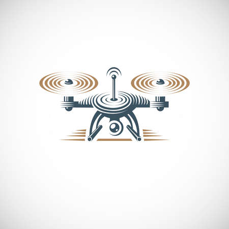 Drone quadrocopter logo design template, emblem on white background EPS 10のイラスト素材