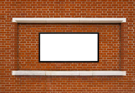 Brick wall with white framed copy spaceの写真素材
