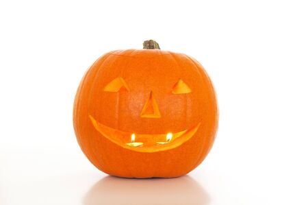 Halloween lantern on a white backgroundの写真素材