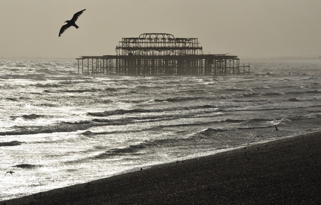 The West Pier in Brighton by a nice winter day, Englandの写真素材