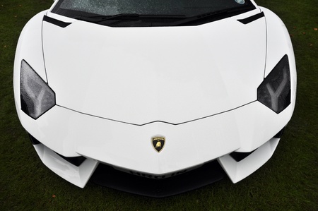 LONDON - SEPTEMBER 04: A Lamborghini Aventador LP700-4 at Chelsea AutoLegends, on September 04, 2011 in London. The Aventador was publicly unveiled at the Geneva Motor Show on February 2011.のeditorial素材