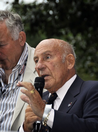 LONDON - SEPTEMBER 04: Sir Stirling Moss interviewed at Chelsea AutoLegends, on September 04, 2011 in London. Sir Stirling Moss raced from 1948 to 1962 winning 16 Formula One Grands Prix.のeditorial素材