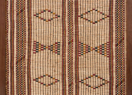 Wicker and leather background, wooden frame on both side