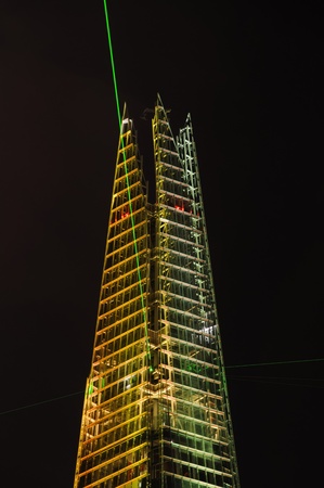 London, UK, Thursday July 5, 2012. The Shard is opened with a light and laser show. The Shard is the tallest building in Europe with 309,6 metres (1016 ft).のeditorial素材