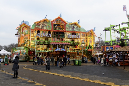 LONDON, UK - DECEMBER 13: The Alpen Hotel attraction at Winter Wonderland in Hyde Park, December 13, 2012 in London. Winter Wonderland will be opened until January 6, 2013.のeditorial素材