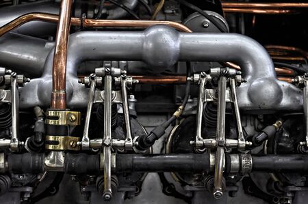 A vintage car engine closeupの写真素材