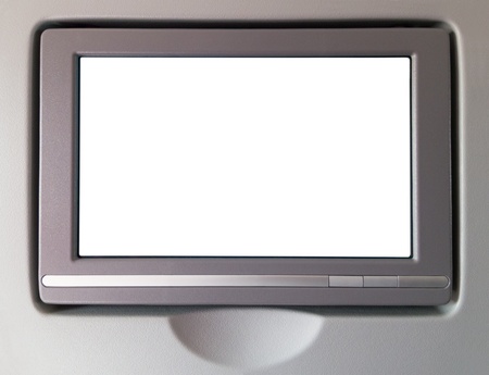 White LCD screen in an airplane seat, copy space for text or imageの写真素材