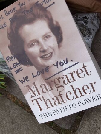 LONDON - UK, April 08: Flowers and messages in front of Margaret Thatcher's residence on Chester Square on April 8, 2013 in London.のeditorial素材
