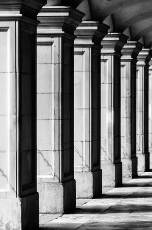 Square columns in black and whiteの写真素材