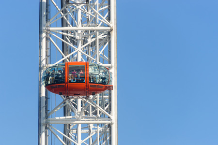 LONDON, UK - CIRCA OCTOBER 2012  People enjoying the view over London from a capsule of the EDF Energy London Eye のeditorial素材