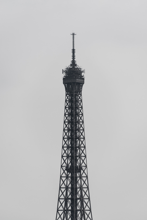 The Eiffel Tower in Paris in black and white, France