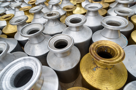 Metal containers to carry water in Kathmandu, Nepal