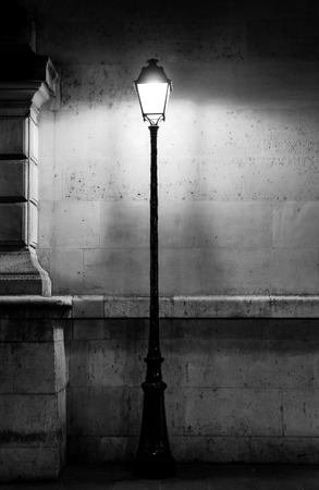 Vintage lamp post in Paris, black and white photographyの写真素材