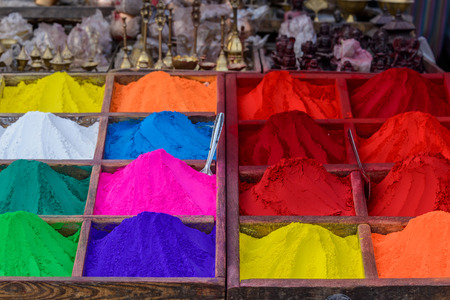 Colorful powders in Kathmandu, Nepalの写真素材