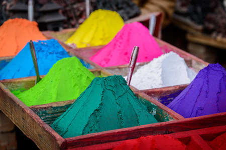 Colorful powders in Kathmandu, Nepalの写真素材