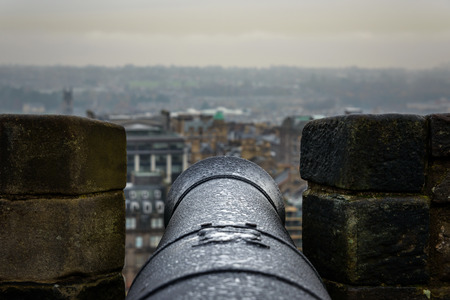 Cannon at Edinburgh castle, Scotlandのeditorial素材