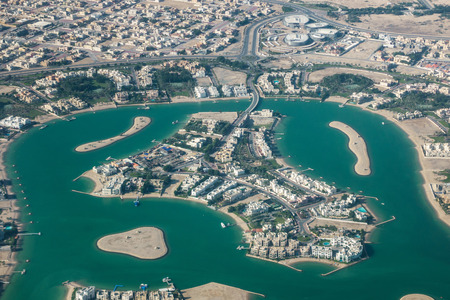 Aerial view of an island in Doha, Qatarの写真素材