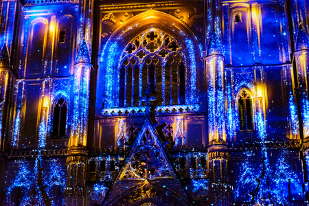 NANTES, FRANCE - DECEMBER 25, 2016: "L'Odyssee des Reves" sound and light show is based on Noah's Ark by Alain Thomas.のeditorial素材