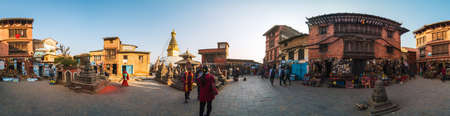 KATHMANDU, NEPAL - CIRCA JANUARY 2017: 360 degrees horizontal panorama of Swayambhunath.のeditorial素材
