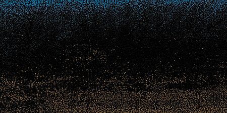 Abstract halftone random pattern vector illustration, brown and blue dots on black backgroundのイラスト素材