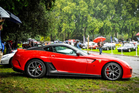 LONDON, UK - CIRCA SEPTEMBER 2011: A red Ferrari 599 GTO at Chelsea Autolegends car show.のeditorial素材