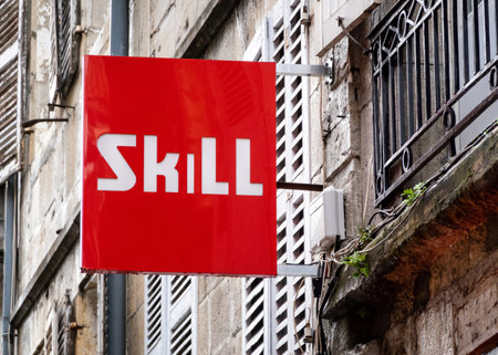 Skill sneaker shoe shop sign in Bayonne, France.のeditorial素材