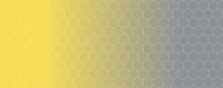 Hexagon pattern with illuminating yellow to ultimate gray gradient, abstract background illustration