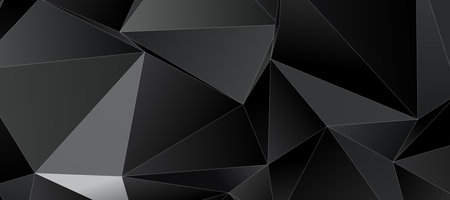 Abstract black triangle background with thin white stroke, low poly pattern illustration