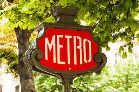 PARIS, FRANCE - CIRCA JUNE 2012: Vintage Parisian metro sign.のeditorial素材