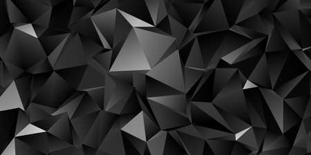Abstract black triangle background, low poly illustration, dark polygon patternの写真素材