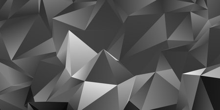 Abstract grey triangle background, low poly 3D illustration, geometric polygon patternの写真素材