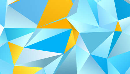 Abstract blue and orange triangle background, low poly 3D illustration, geometric polygon patternの写真素材