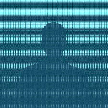 Man silhouette blue illustration, halftone pattern made of dashesの写真素材