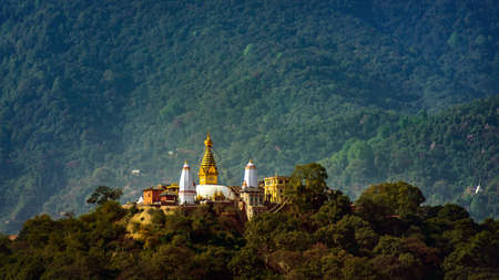 Swayambhunath stupa also called Monkey Temple in Kathmandu, Nepalの写真素材