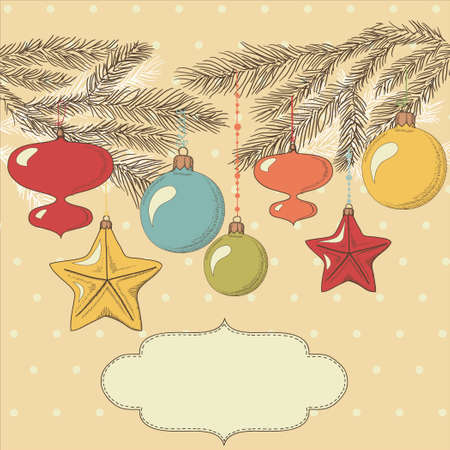 Christmas tree decorations with labelのイラスト素材