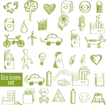 Set of ecological iconsのイラスト素材