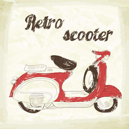 Poster with vintage scooter. Vectorのイラスト素材