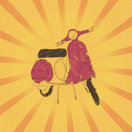 Poster with retro scooterのイラスト素材