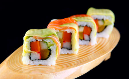 Maki salmon sushi with cheeseの写真素材