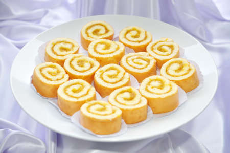 Roll egg cakeの写真素材