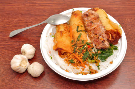 Vietnamese Vermicelli with grilled pork or Bun Thit Nuongの写真素材