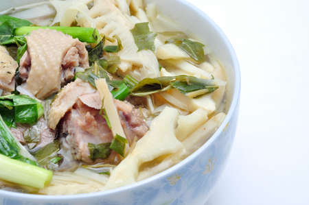 Bun Mang Vit or Vietnamese Rice Vermicelli with Bamboo Shoots and Duck Saladの写真素材