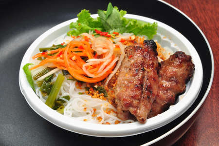 Vietnamese rice vermicelli with grilled porkの写真素材
