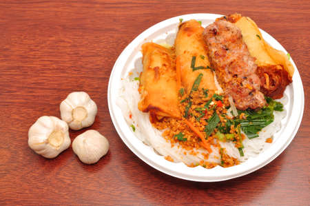 Vietnamese Vermicelli with grilled pork or Bun Thit Nuongの写真素材